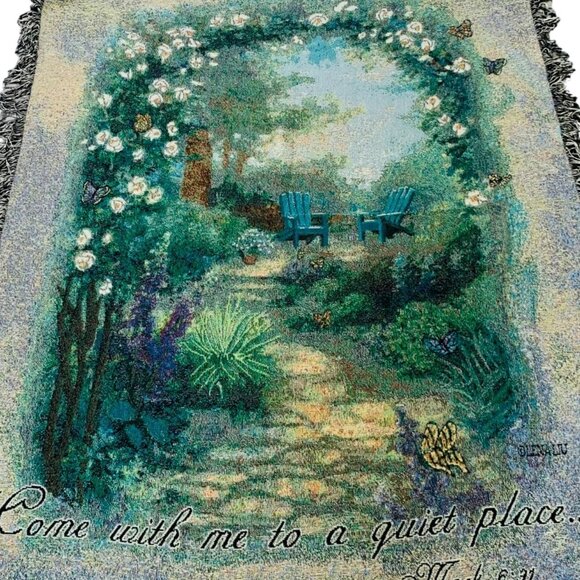 Religious Morning Butterfly Tapestry Throw Blanket Garden Adirondack Gift USA - Picture 5 of 10